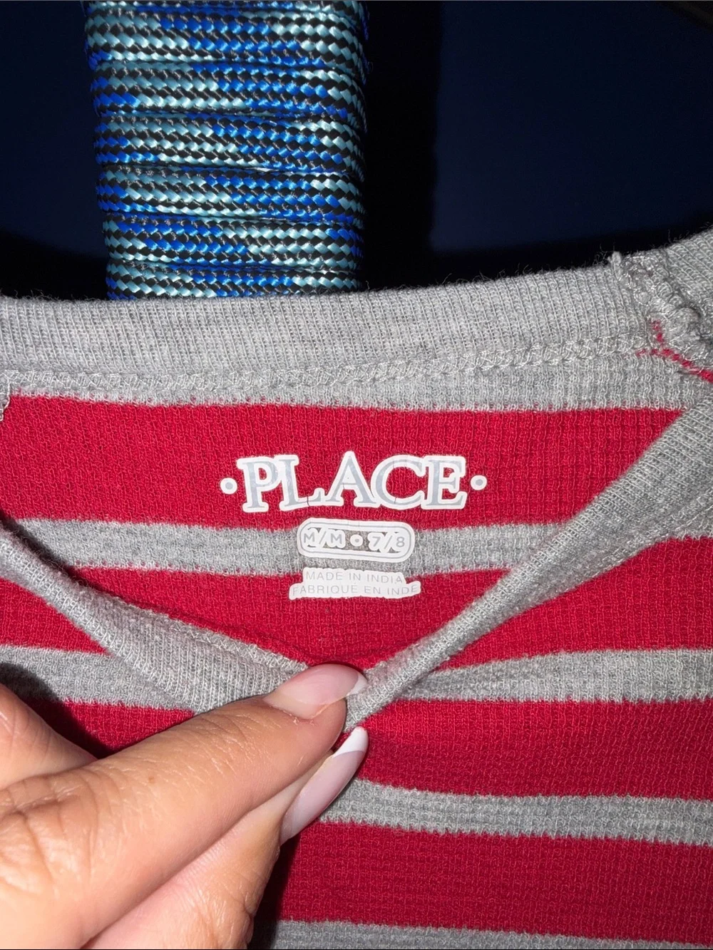 The Children's Place- Red and Gray Striped Long Sleeve Top Size 7/8
